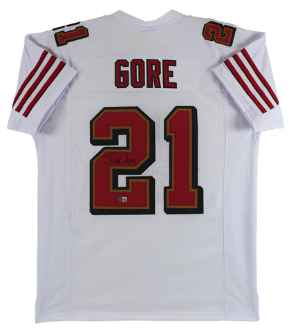 Frank Gore Authentic Signed White Pro Style Jersey Autographed BAS Witnessed