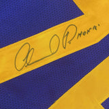 Autographed/Signed ORLANDO PACE HOF 16 St. Louis Blue Football Jersey JSA COA