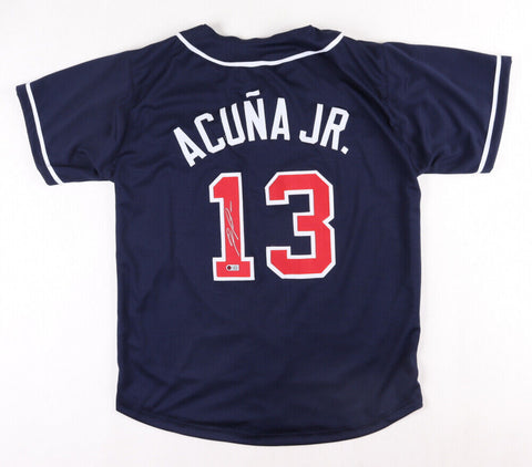 Ronald Acuna Signed Atlanta Braves Jersey (USA SM) 2018 N.L. Rookie o/t Year OF