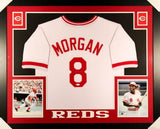 Joe Morgan Signed Cincinnati Reds 35x43 Custom Framed Jersey JSA COA MVP 75 & 76