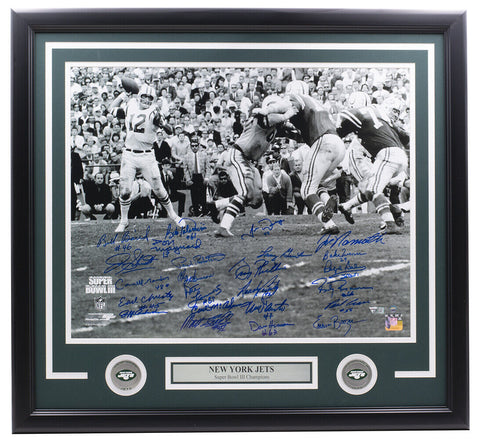 1969 New York Jets 24 Signed Framed 16x20 Super Bowl III Photo Fanatics Steiner
