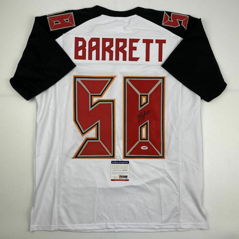 Autographed/Signed SHAQUIL BARRETT Tampa Bay White Football Jersey PSA/DNA COA