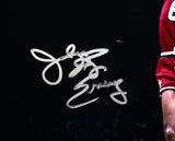 Julius Erving Autographed 76ers 16x20 FP B&W Spotlight Dunk - Beckett W Hologram