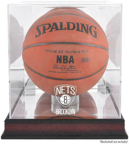 NBA Brooklyn Nets Mahogany Logo Basketball Display Case - Fanatics