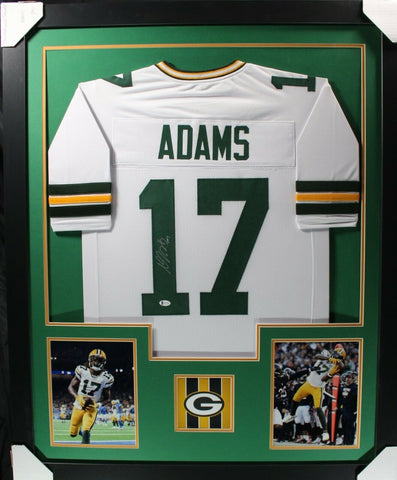 DAVANTE ADAMS (Packers white TOWER) Signed Autographed Framed Jersey Beckett