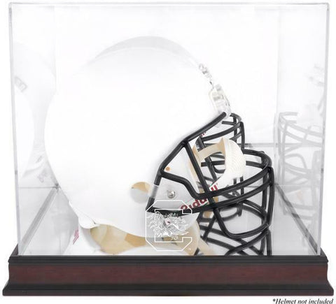 South Carolina Gamecocks Logo Mahogany Base Helmet Display Case w/Mirrored Back
