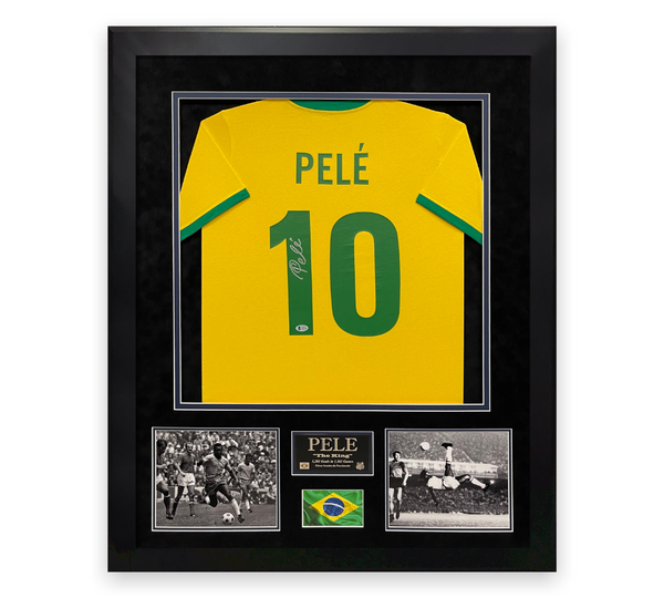 Pele Signed Autographed Jersey Custom Framed to 32x40 Beckett