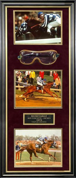 Ron Turcotte Signed Autographed Secretariat Goggles Custom Framed to 13x32 NEP