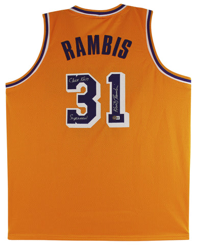 Kurt Rambis "2x Insc" Authentic Signed Yellow Pro Style Jersey BAS Witnessed