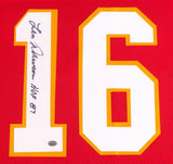 Len Dawson Signed Chiefs 35" x 43" Custom Framed Jersey Inscribed "HOF 87" GTSM