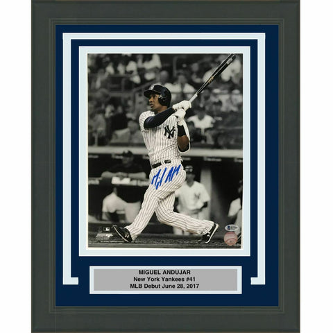 FRAMED Autographed/Signed MIGUEL ANDUJAR NY Yankees 11x14 Photo Beckett BAS COA