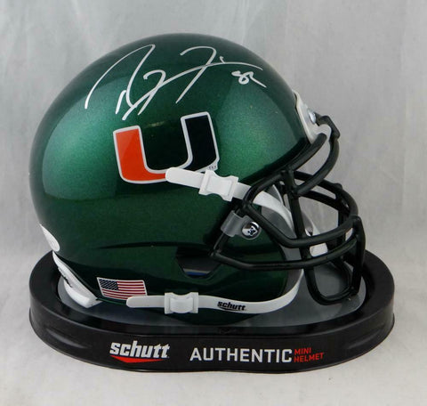 Ray Lewis Autographed Miami Hurricanes Green Schutt Mini Helmet-JSA Auth *Silver