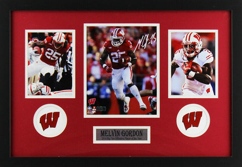 Melvin Gordon Signed Wisconsin Badgers Framed 8x10 Color NCAA Photo