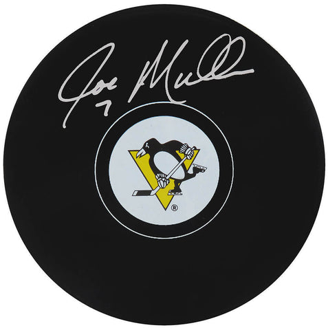 Joe Mullen Signed Pittsburgh Penguins Logo Hockey Puck - (SCHWARTZ COA)