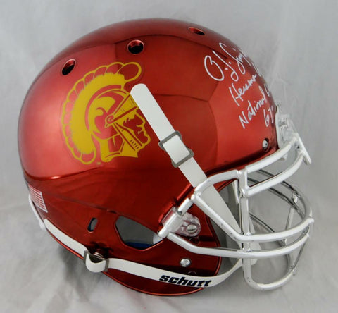 OJ Simpson Signed USC F/S Authentic Chrome Helmet w/ 2 Insc- JSA W Auth *Wh-F
