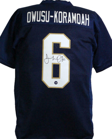 Jeremiah Owusu-Koramoah Autographed Blue College Style Jersey- Prova *Black