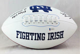 Cole Kmet Signed Notre Dame Fighting Irish Logo Football w/Insc - Beckett W Auth