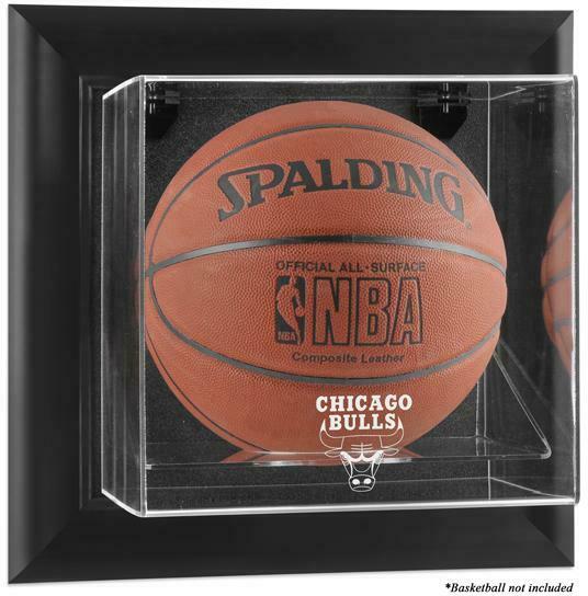 Chicago Bulls Black Framed Wall-Mounted Team Logo Basketball Display Case