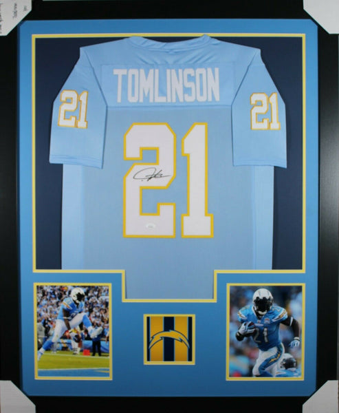 LADAINIAN TOMLINSON (Chargers light blue TOWER) Signed Auto Framed Jer –  Super Sports Center