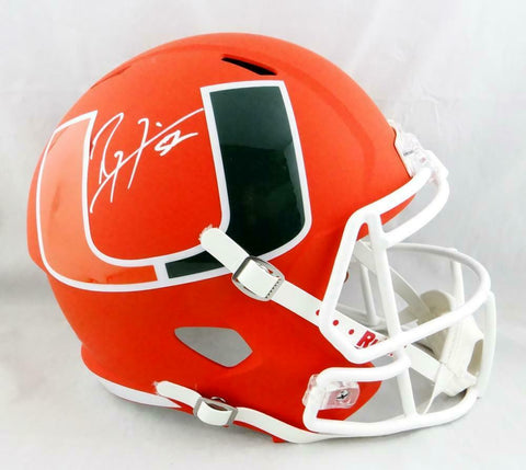 Ray Lewis Autographed Miami Hurricanes F/S AMP Speed Helmet- Beckett W Auth