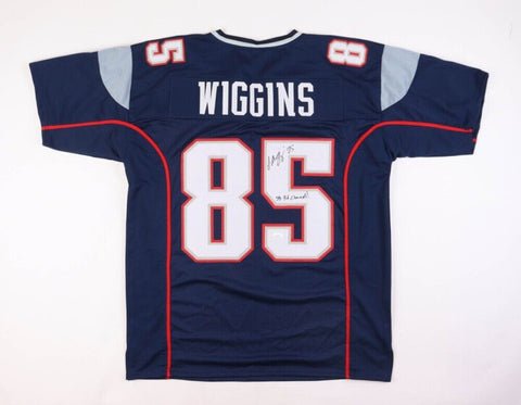Jermaine Wiggins Signed New England Patriots Jersey Insc. SB 36 Champs (JSA COA)