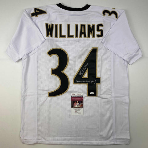 Autographed/Signed Ricky Williams Smoke Weed Insc New Orleans Jersey JSA COA