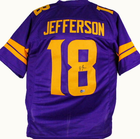 Justin Jefferson Autographed Purple w/ Gold #s Pro Style Jersey #2-BeckettW Holo