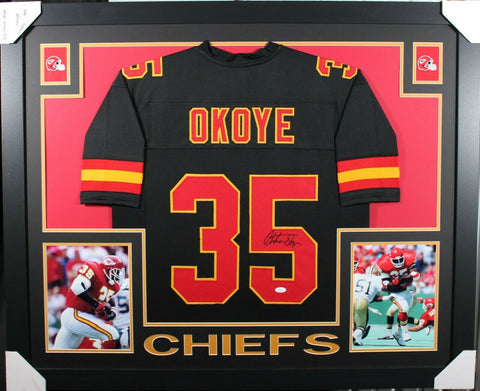 CHRISTIAN OKOYE (Chiefs black SKYLINE) Signed Autographed Framed Jersey JSA