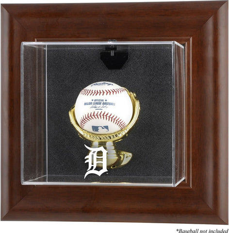 Tigers Brown Framed Wall- Logo Baseball Display Case - Fanatics
