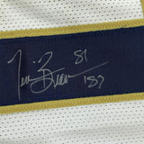 Framed Autographed/Signed Tim Brown 33x42 Notre Dame White Jersey JSA COA