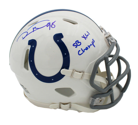 Robert Mathis Signed Indianapolis Colts Speed NFL Mini Helmet w/SB XLI Champs