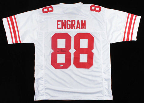 Evan Engram Signed White Giants Jersey (Beckett COA) New York 1st Rd Pick 2017