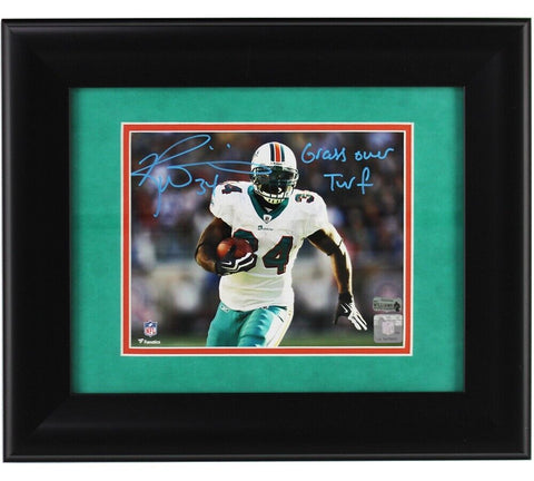 Ricky Williams Signed Miami Dolphins Framed 8x10 NFL Photo - "Grass over Turf"