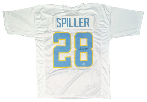 ISAIAH SPILLER SIGNED LOS ANGELES CHARGERS #28 WHITE JERSEY BECKETT
