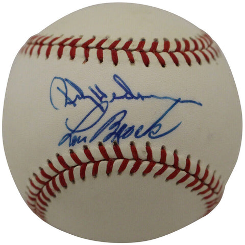 Lou Brock & Rickey Henderson Autographed American League Baseball BAS 36681