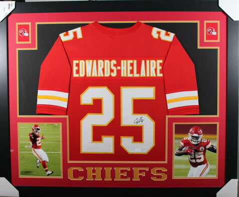 CLYDE EDWARDS-HELAIRE (Chiefs red SKYLINE) Signed Autographed Framed Jersey JSA