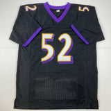 Autographed/Signed Ray Lewis Baltimore Black Stat Football Jersey Beckett COA