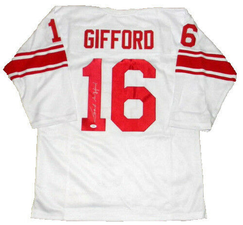 FRANK GIFFORD SIGNED AUTOGRAPHED NEW YORK GIANTS #16 WHITE THROWBACK JERSEY JSA
