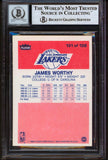 Lakers James Worthy Signed 1986 Fleer #131 Rookie Card Auto 10! BAS Slabbed