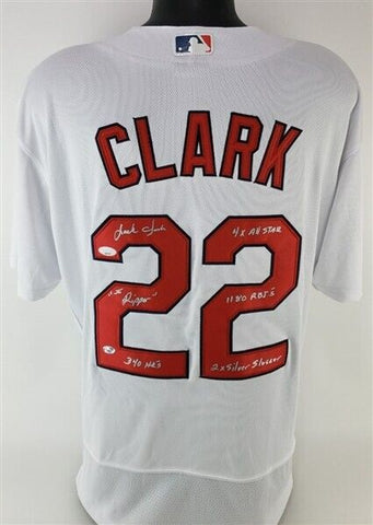 Jack Clark 5xInscribed & Signed St. Louis Cardinal Nike MLB style Jersey JSA COA