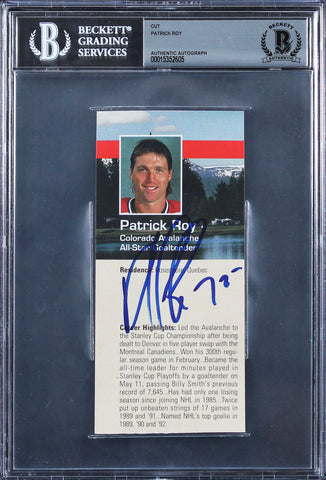 Avalanche Patrick Roy Authentic Signed 2.75x6 Cut Signature BAS Slabbed