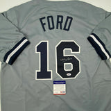 Autographed/Signed WHITEY FORD New York Grey Baseball Jersey PSA/DNA COA Auto