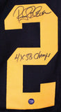 Rocky Bleier Autographed Black/Yellow # Pro Style Jersey w/ 4x SB Champs-Prova