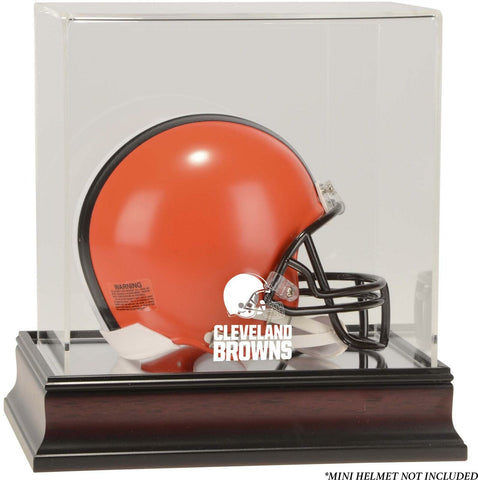 Cleveland Browns Mahogany Logo Mini Helmet Display Case-Fanatics
