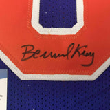 FRAMED Autographed/Signed BERNARD KING 33x42 New York Blue Jersey Beckett COA