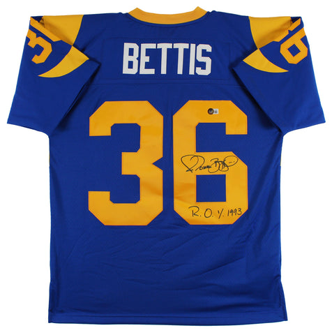 Rams Jerome Bettis "ROY 93" Signed Blue Mitchell & Ness Jersey BAS Witnessed
