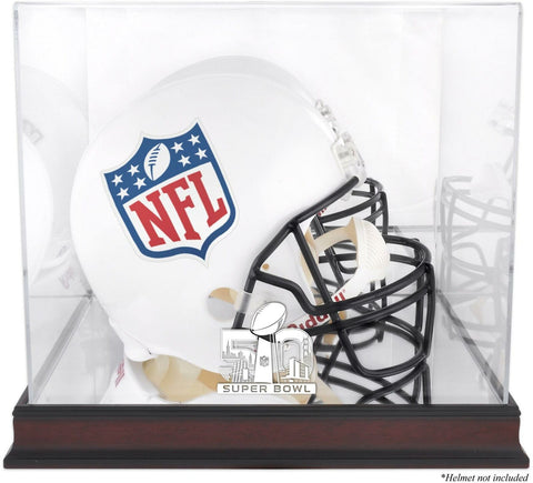 Super Bowl 50 Mahogany Helmet Logo Display Case - Fanatics