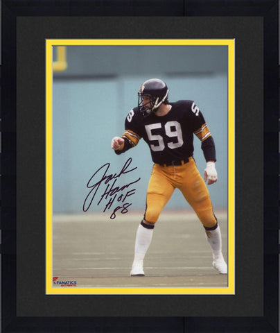 Framed Jack Ham Steelers Signed 8x10 Pointing Photograph with "HOF 88" Insc