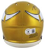 Vikings T.J. Hockenson Authentic Signed Flash Speed Mini Helmet BAS Witnessed