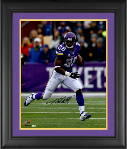 Adrian Peterson Minnesota Vikings Framed Signed 16" x 20" Purple Solo Photo